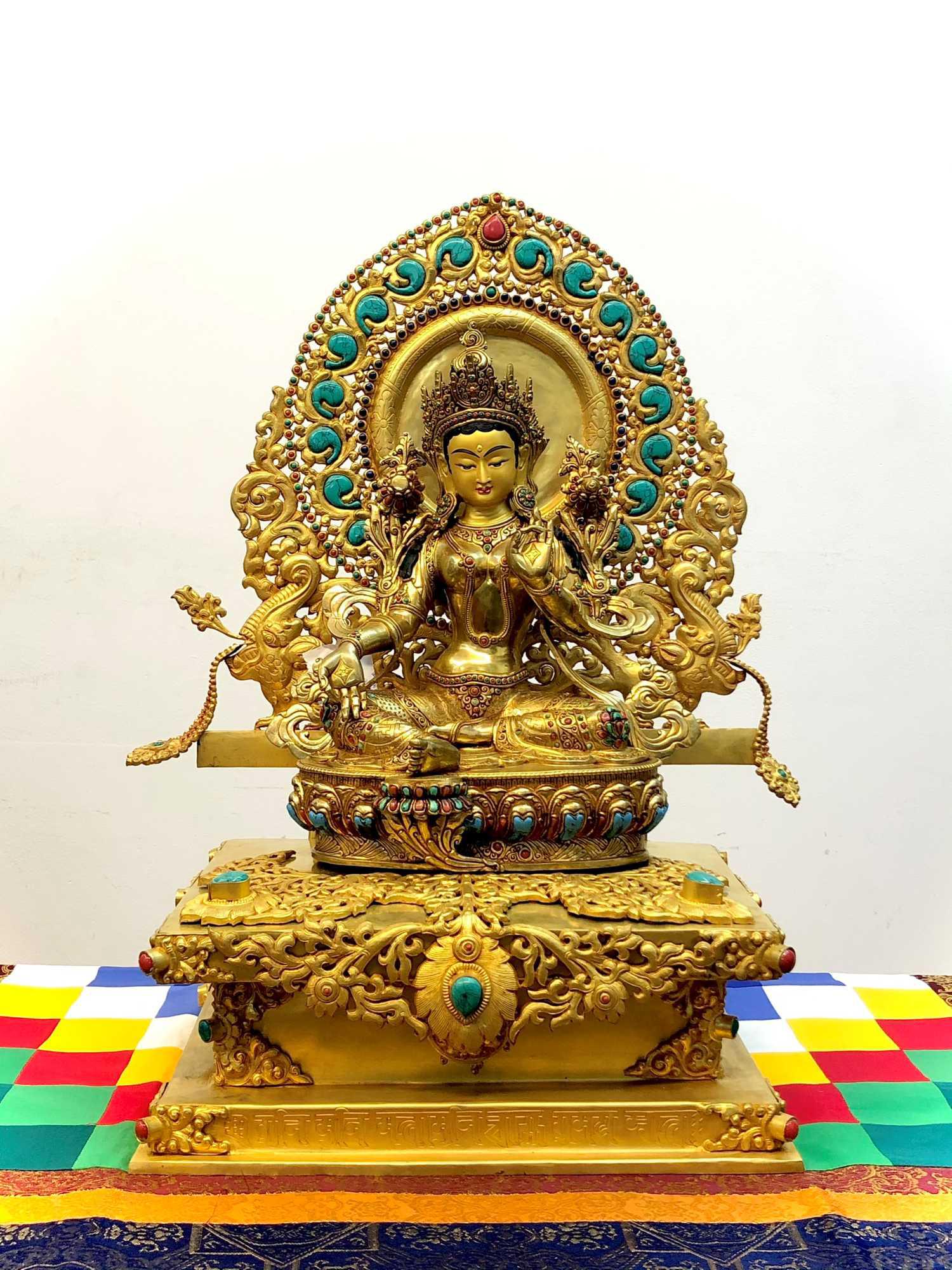 TÔN TƯỢNG TARA XANH_ LỤC ĐỘ MẪU 33CM