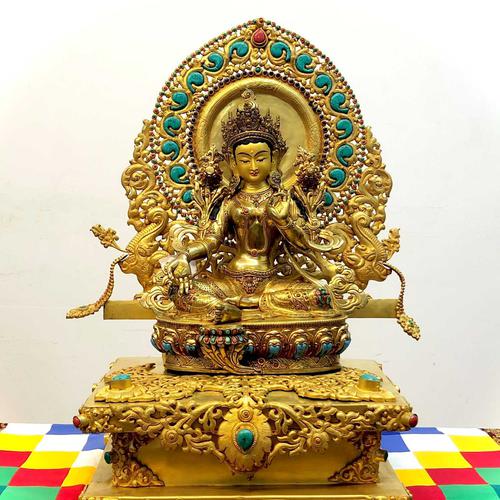 TÔN TƯỢNG TARA XANH_ LỤC ĐỘ MẪU 33CM