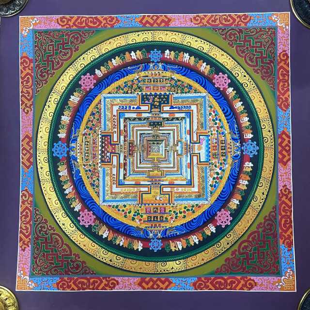 TRANH MANDALA KALCHAKRA VẼ TAY NEPAL 100% -50x50cm