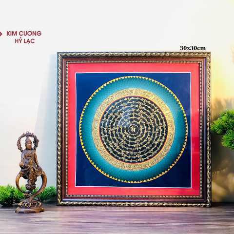 TRANH MANDALA KALCHAKRA VẼ TAY NEPAL 100% - 30x30cm