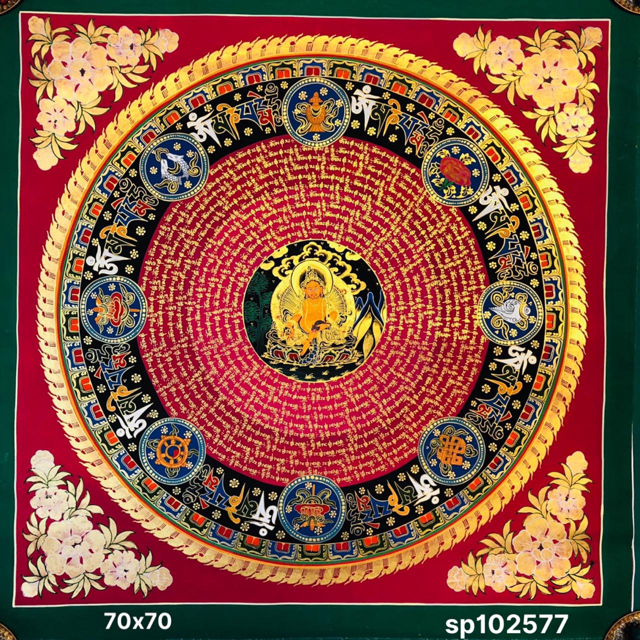 TRANH MANDALA OM MA NI TÂM PHẬT VẼ TAY NEPAL