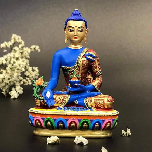 TÔN TƯỢNG NGÀI DƯỢC SƯ ĐỒNG VẼ MÀU 10CM