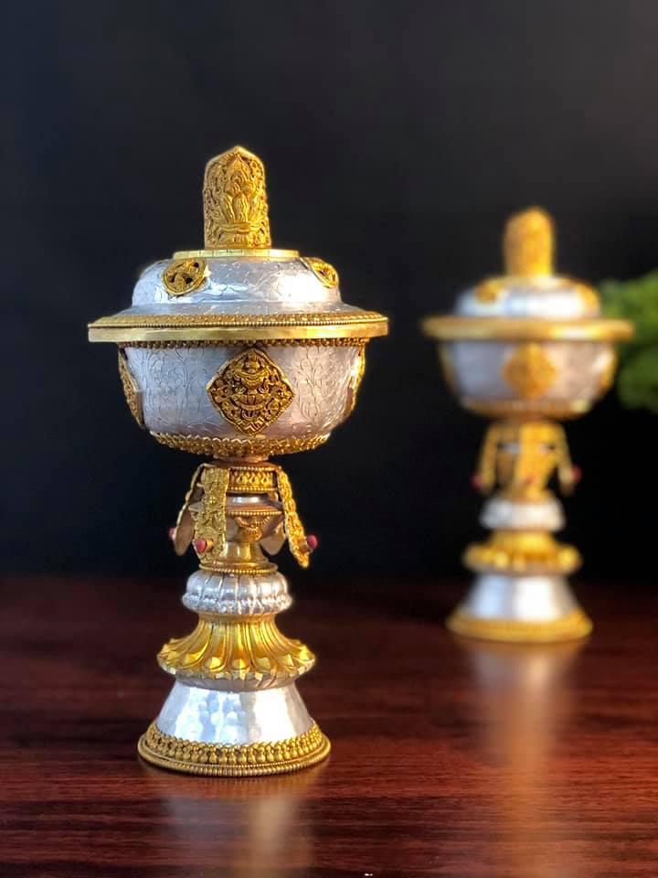 CHÂN ĐÈN BẠC NEPAL 27CM