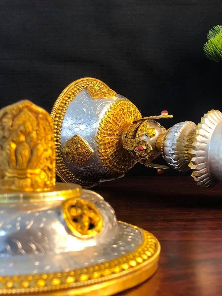 CHÂN ĐÈN BẠC NEPAL 27CM