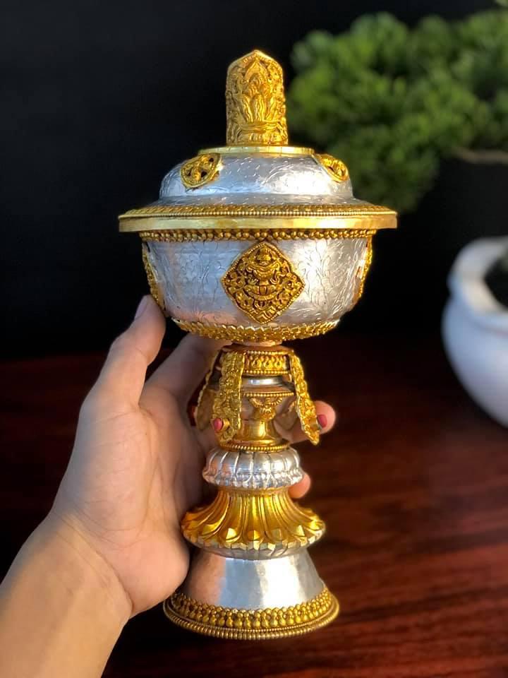 CHÂN ĐÈN BẠC NEPAL 27CM