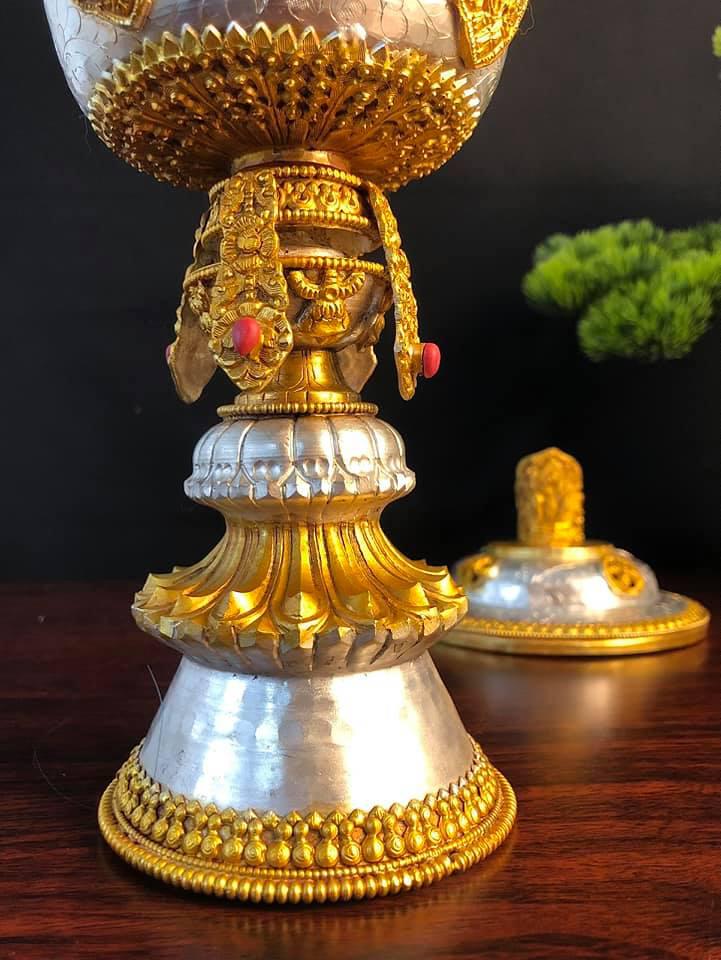 CHÂN ĐÈN BẠC NEPAL 27CM