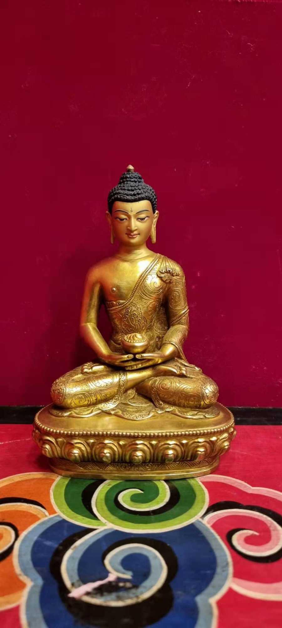 TÔN TƯỢNG ĐỨC A DI ĐÀ ĐỒNG MẠ VÀNG NEPAL 20CM