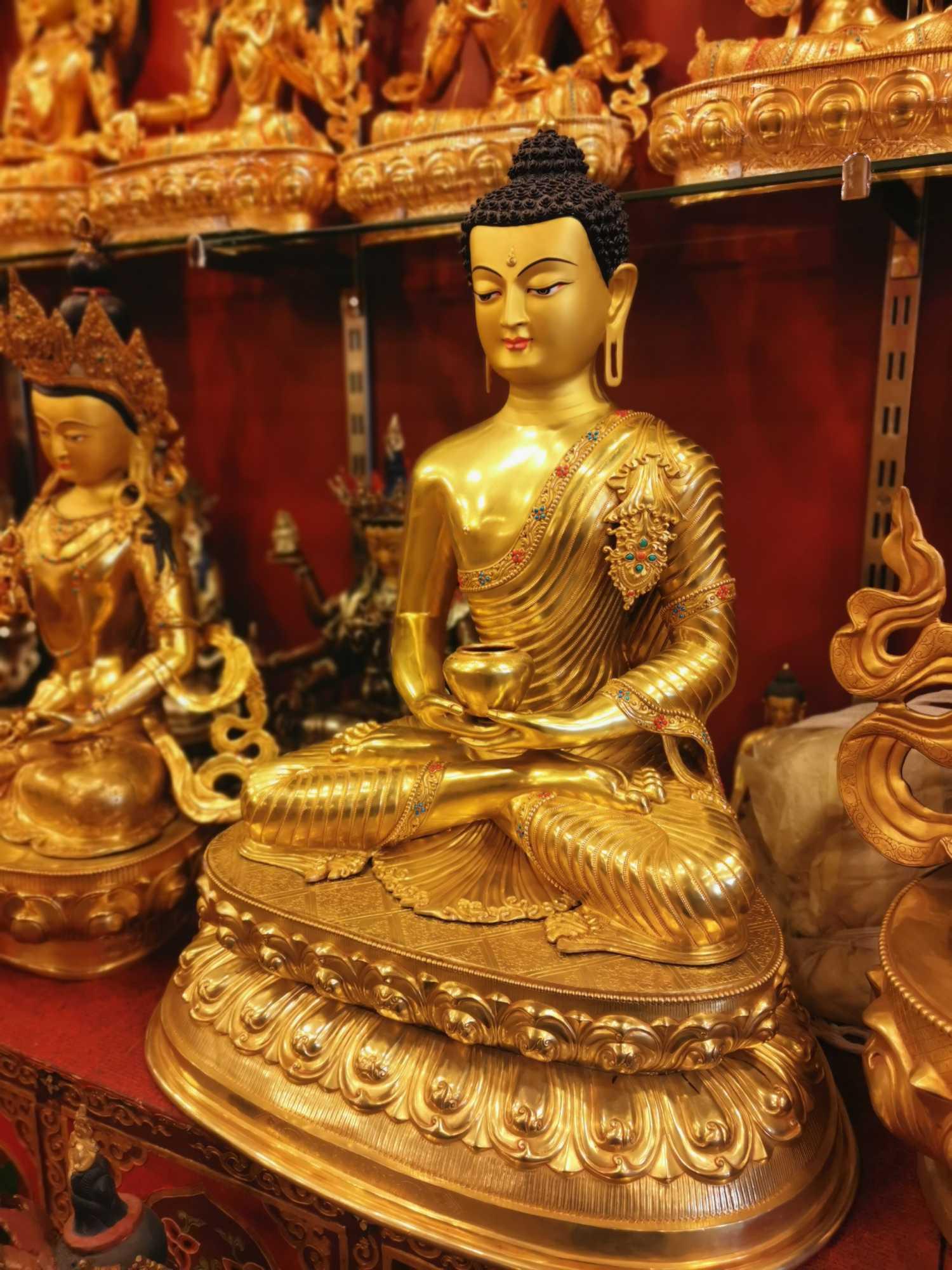 TÔN TƯỢNG ĐỨC A DI ĐÀ ĐỒNG MẠ VÀNG CAO CẤP NEPAL 69CM