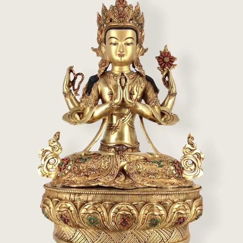 TÔN TƯỢNG QUAN ÂM TỨ THỦ THỦ 48CM CÔNG NEPAL