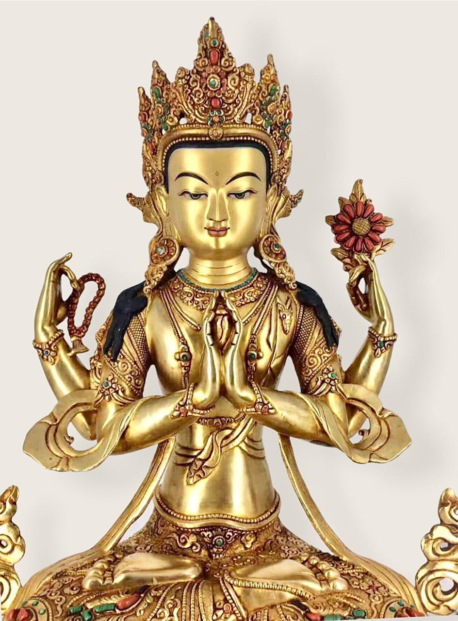 TÔN TƯỢNG QUAN ÂM TỨ THỦ THỦ 48CM CÔNG NEPAL