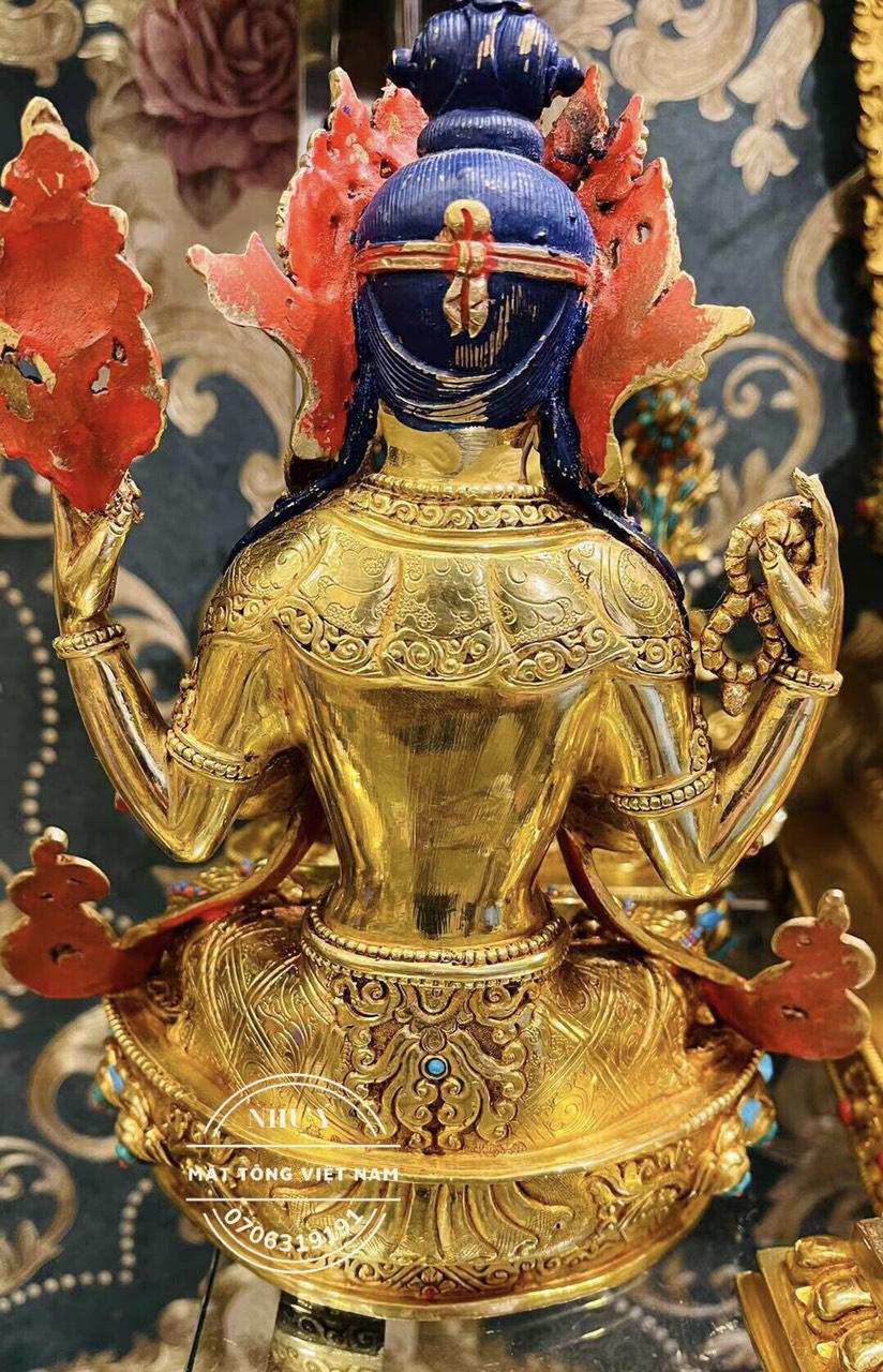 TÔN TƯỢNG QUAN ÂM TỨ THỬ THỦ CÔNG NEPAL 26CM