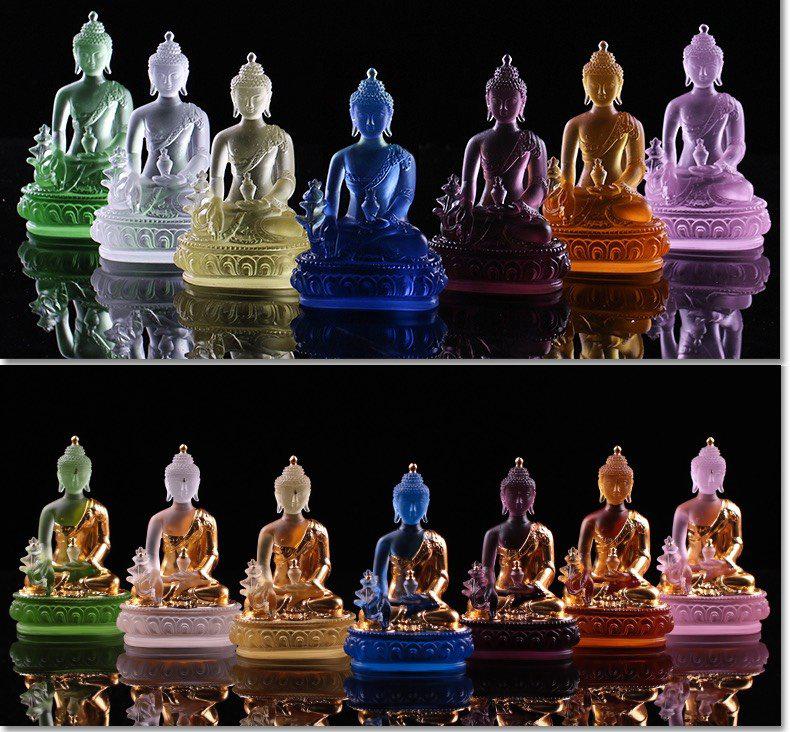 TÔN TƯỢNG ĐỨC PHẬT DƯỢC SƯ LƯU LY THẾP VÀNG 24K 12CM