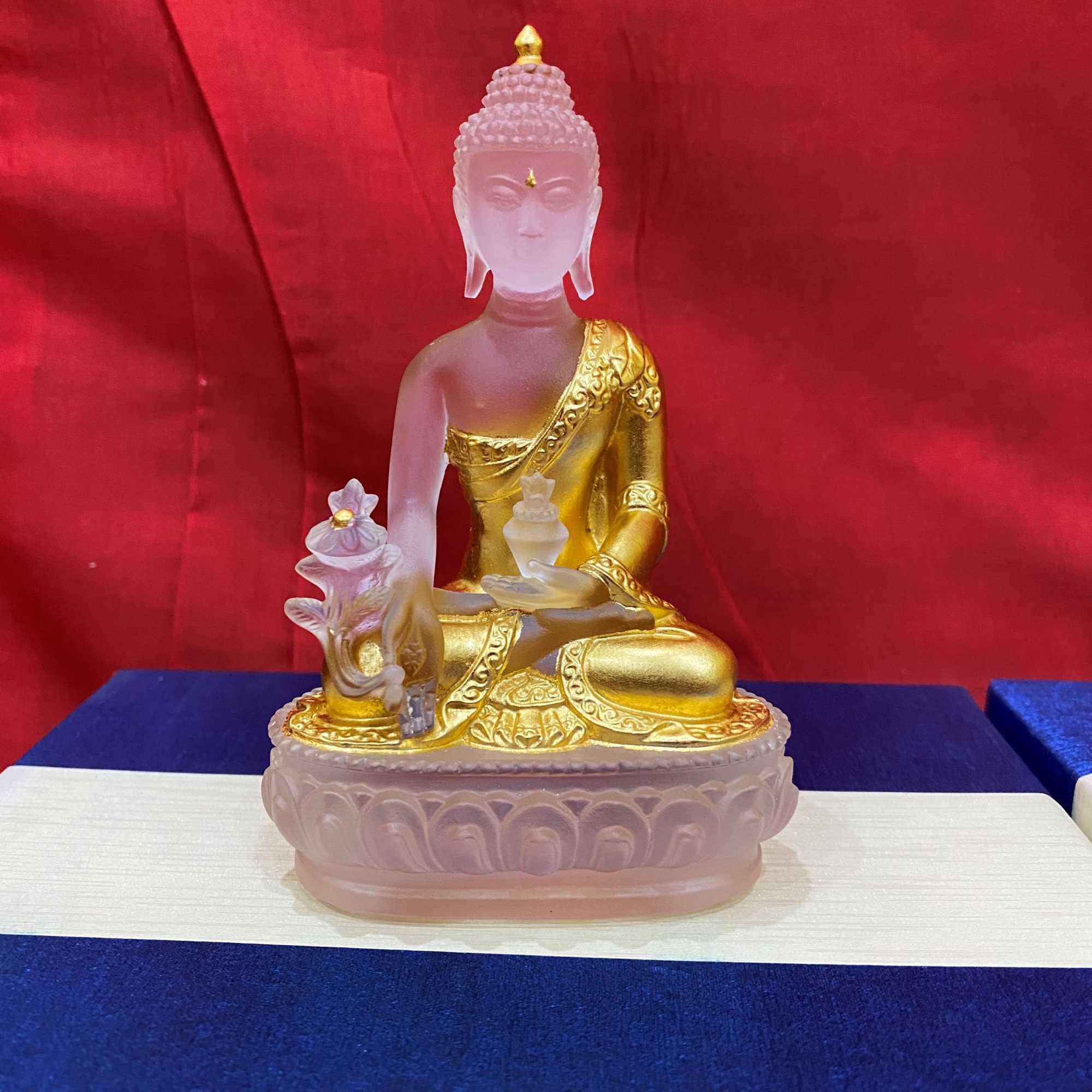 TÔN TƯỢNG ĐỨC PHẬT DƯỢC SƯ LƯU LY THẾP VÀNG 24K 12CM