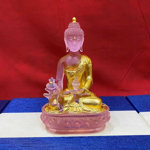 TÔN TƯỢNG ĐỨC PHẬT DƯỢC SƯ LƯU LY THẾP VÀNG 24K 12CM