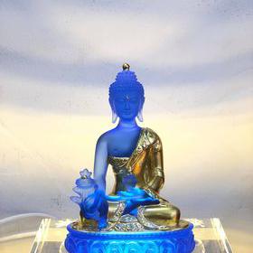 TÔN TƯỢNG ĐỨC PHẬT DƯỢC SƯ LƯU LY THẾP VÀNG 24K 12CM