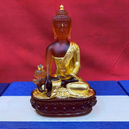 TÔN TƯỢNG ĐỨC PHẬT DƯỢC SƯ LƯU LY THẾP VÀNG 24K 12CM