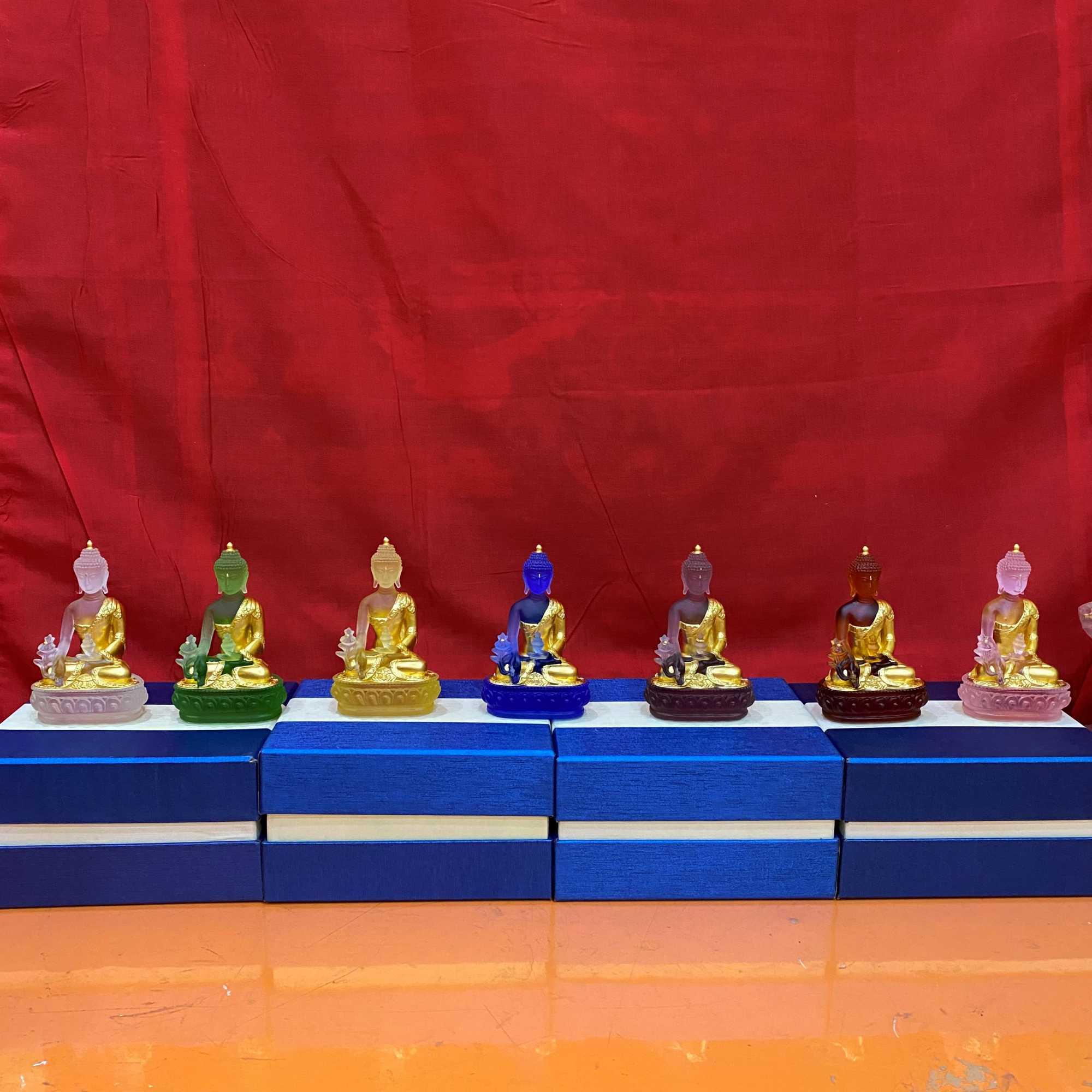 TÔN TƯỢNG ĐỨC PHẬT DƯỢC SƯ LƯU LY THẾP VÀNG 24K 12CM