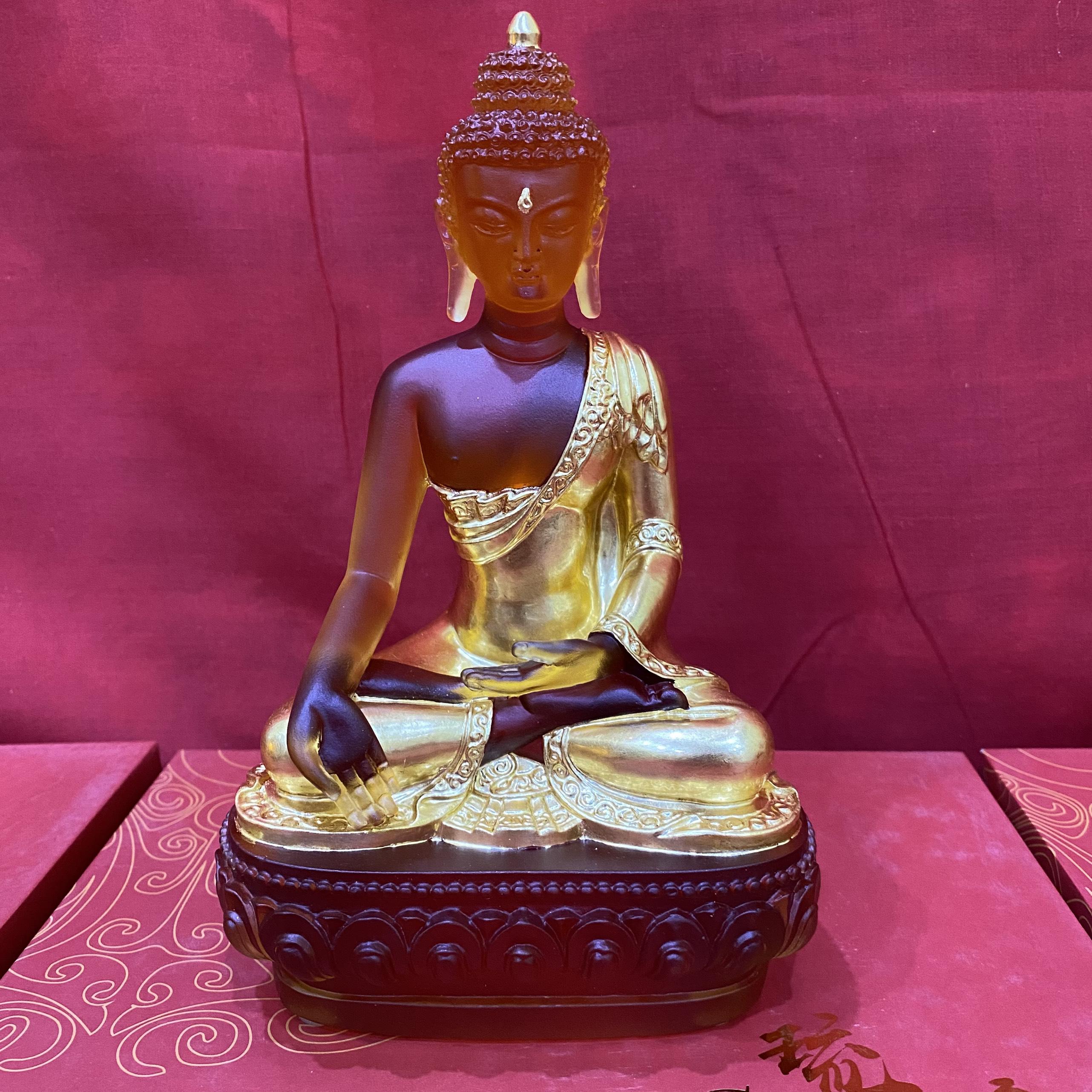 TÔN TƯỢNG ĐỨC PHẬT DƯỢC SƯ LƯU LY THẾP VÀNG 24K 21CM