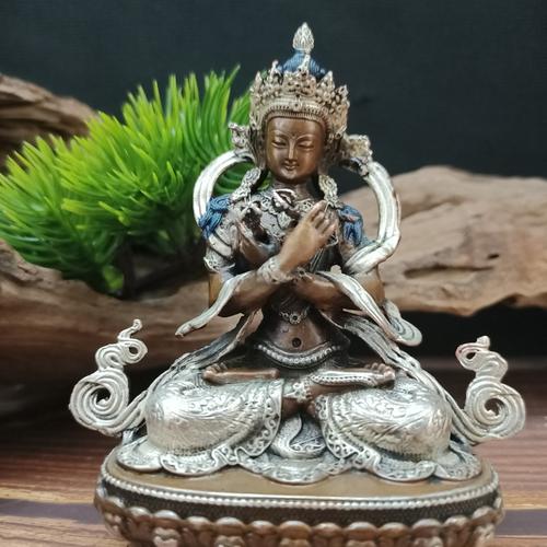 TÔN TƯỢNG NGÀI KIM CƯƠNG TỔNG TRÌ -ĐỒNG NẠM BẠC 9CM