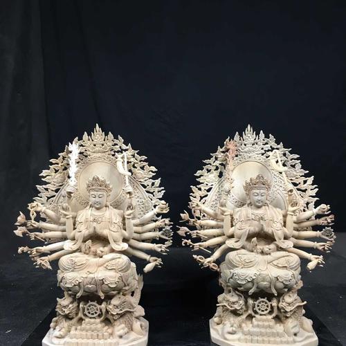 TÔN TƯỢNG ĐỨC CHUẨN ĐỀ PHẬT MẪU GỖ XÁ XỊ 42CM