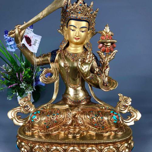 TÔN TƯỢNG VĂN THÙ SƯ LỢI BỒ TÁT NEPAL CAO CẤP - 33CM