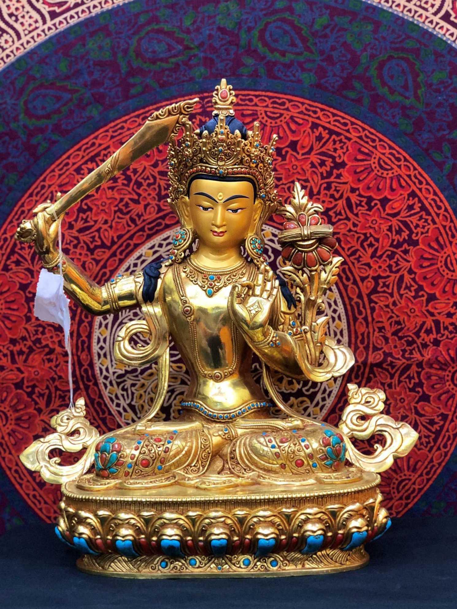TÔN TƯỢNG VĂN THÙ SƯ LỢI BỒ TÁT NEPAL CAO CẤP - 33CM
