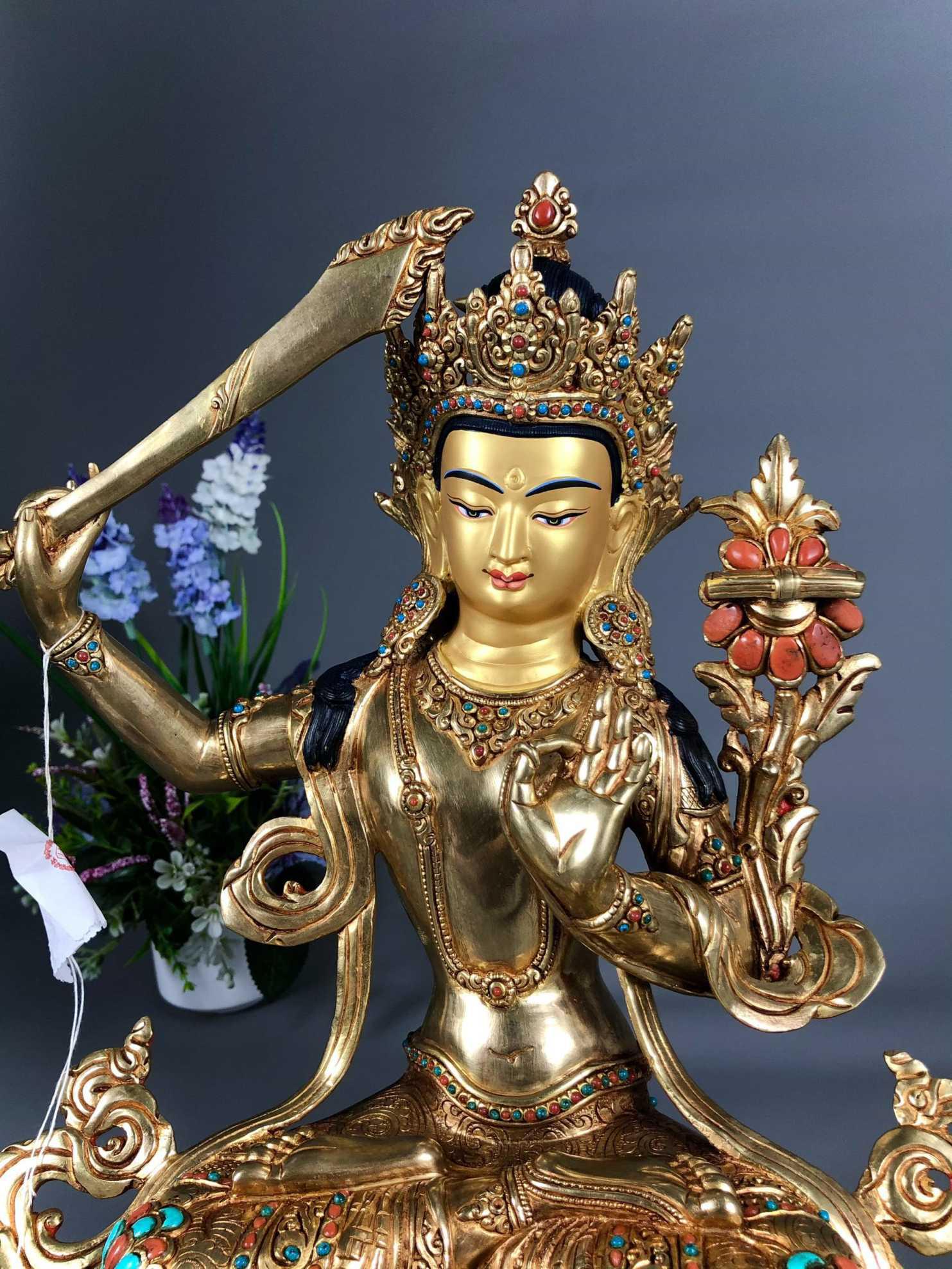 TÔN TƯỢNG VĂN THÙ SƯ LỢI BỒ TÁT NEPAL CAO CẤP - 33CM