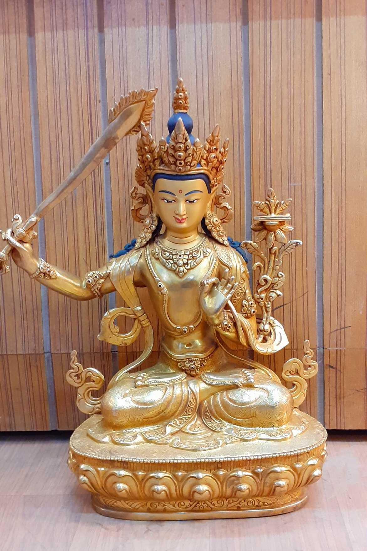 TÔN TƯỢNG VĂN THÙ SƯ LỢI BỒ TÁT NEPAL - 37CM