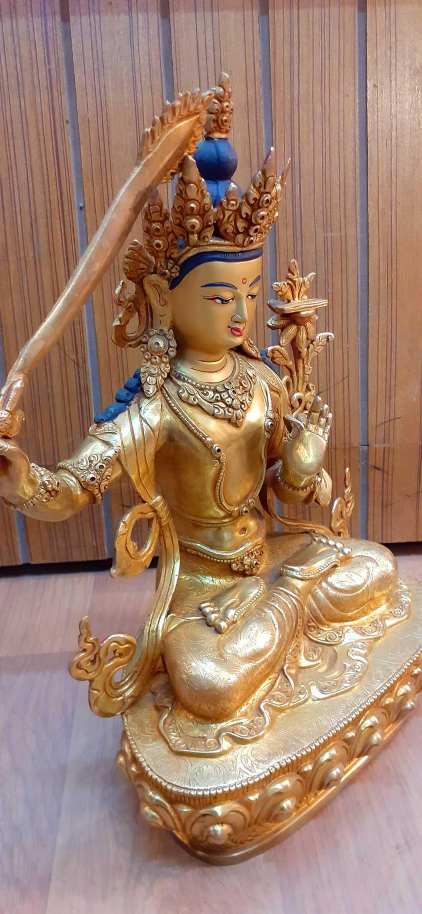 TÔN TƯỢNG VĂN THÙ SƯ LỢI BỒ TÁT NEPAL - 37CM