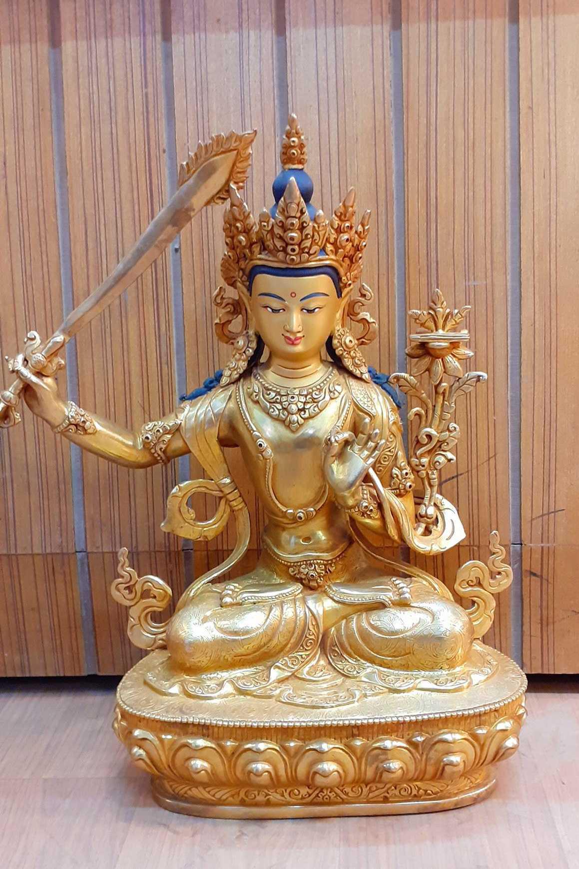 TÔN TƯỢNG VĂN THÙ SƯ LỢI BỒ TÁT NEPAL - 37CM
