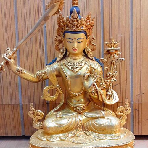 TÔN TƯỢNG VĂN THÙ SƯ LỢI BỒ TÁT NEPAL - 37CM