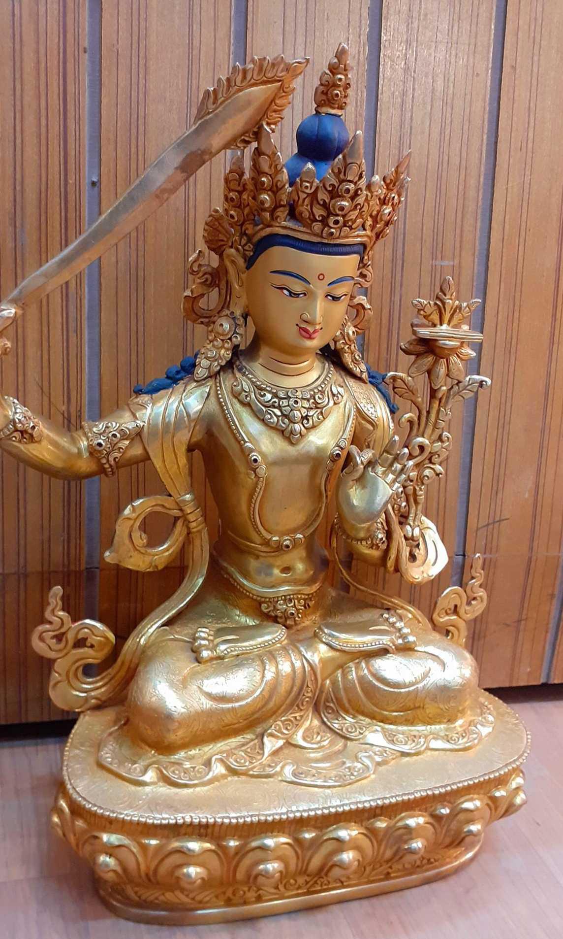 TÔN TƯỢNG VĂN THÙ SƯ LỢI BỒ TÁT NEPAL - 37CM
