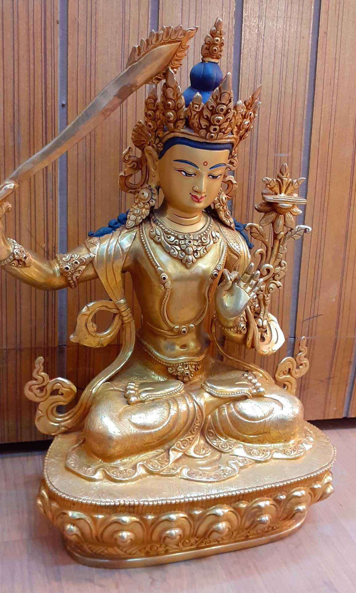 TÔN TƯỢNG VĂN THÙ SƯ LỢI BỒ TÁT NEPAL - 37CM