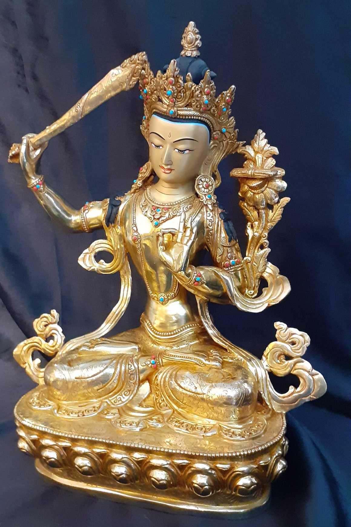 TÔN TƯỢNG VĂN THÙ SƯ LỢI BỒ TÁT NEPAL - 33CM