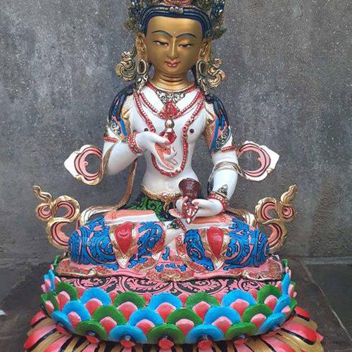TÔN TƯỢNG NGÀI KIM CANG TÁT ĐOẢ -ĐỒNG VẼ MÀU 34CM