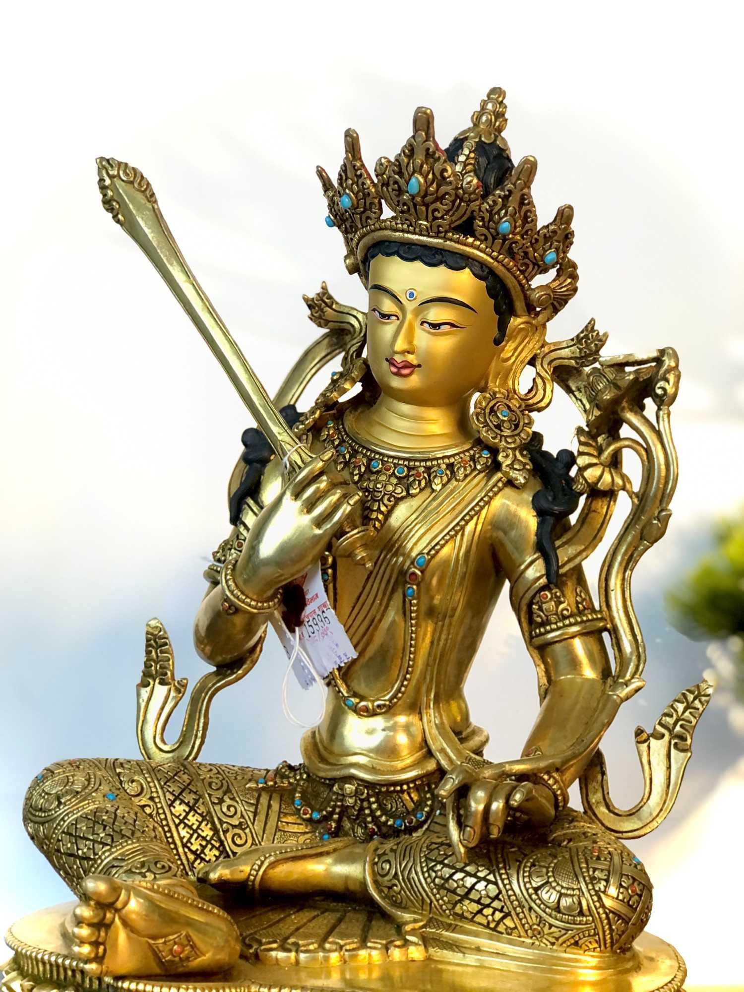 TÔN TƯỢNG VĂN THÙ NEPAL 34CM