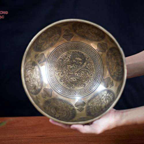 CHUÔNG XOAY NGŨ TRÍ PHẬT TÂM HÌNH RỒNG 26CM