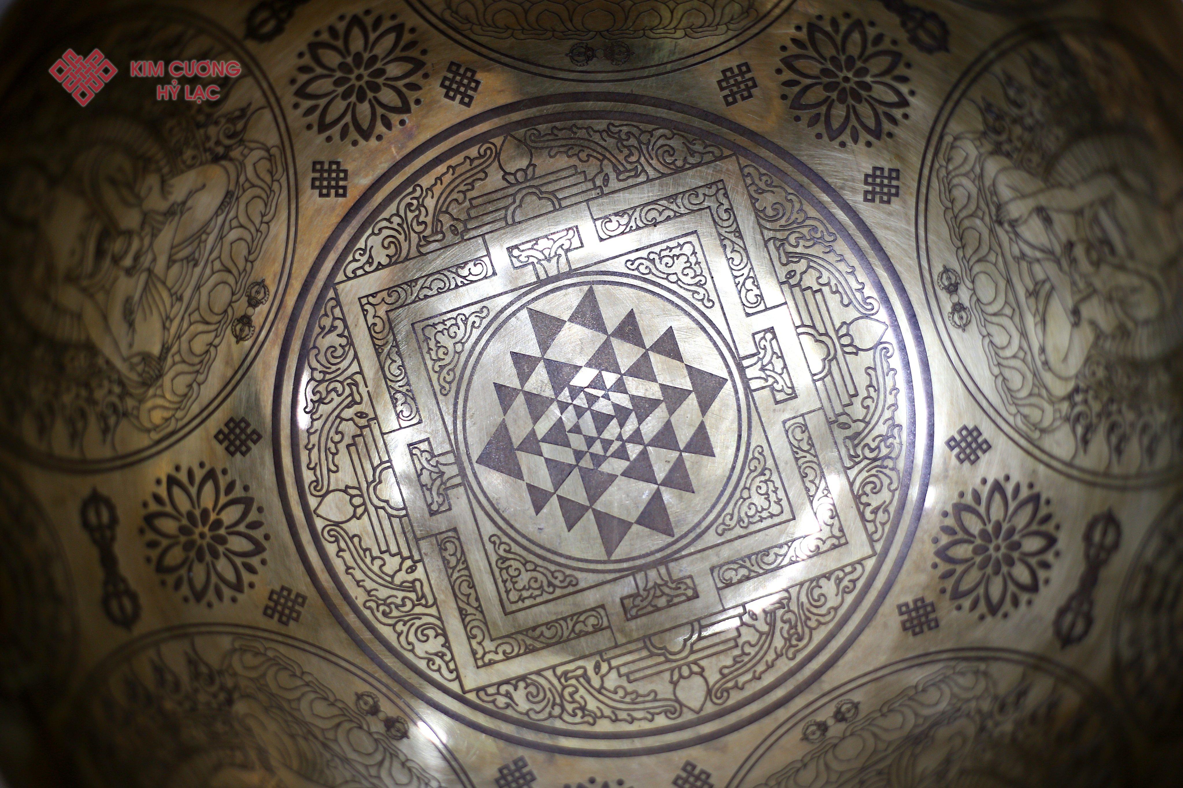 CHUÔNG XOAY NGŨ TRÍ PHẬT TÂM MANDALA 29CM