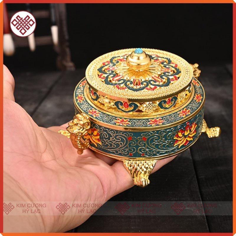Lư xông trầm khắc hoa sen
