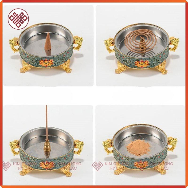 Lư xông trầm khắc hoa sen