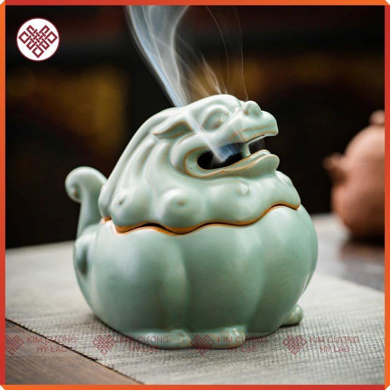 Lư Gốm Đầu Lân
