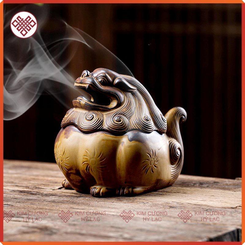 Lư Gốm Đầu Lân