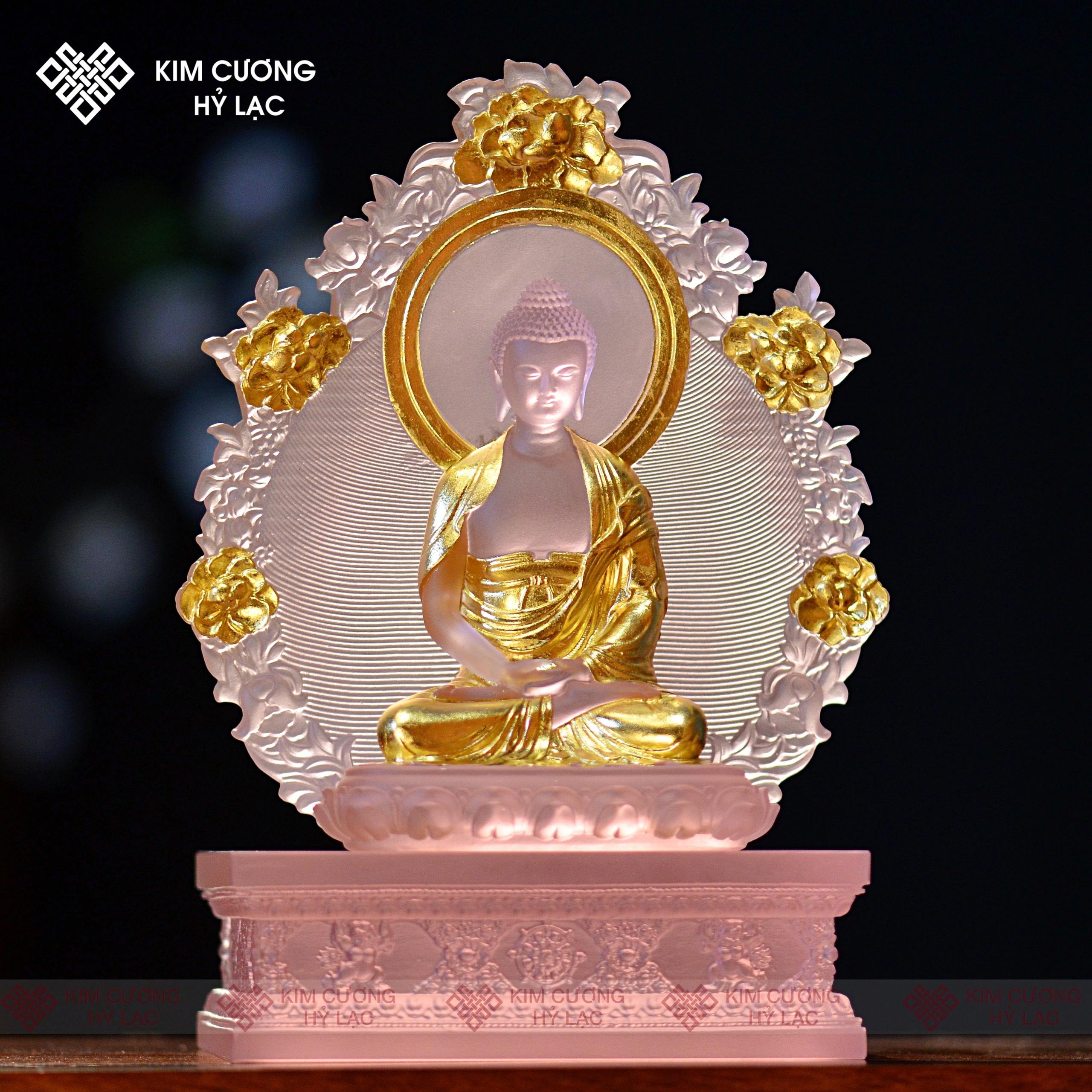 Tôn tượng Dược Sư lưu ly đế hào quang 17cm xanh dương