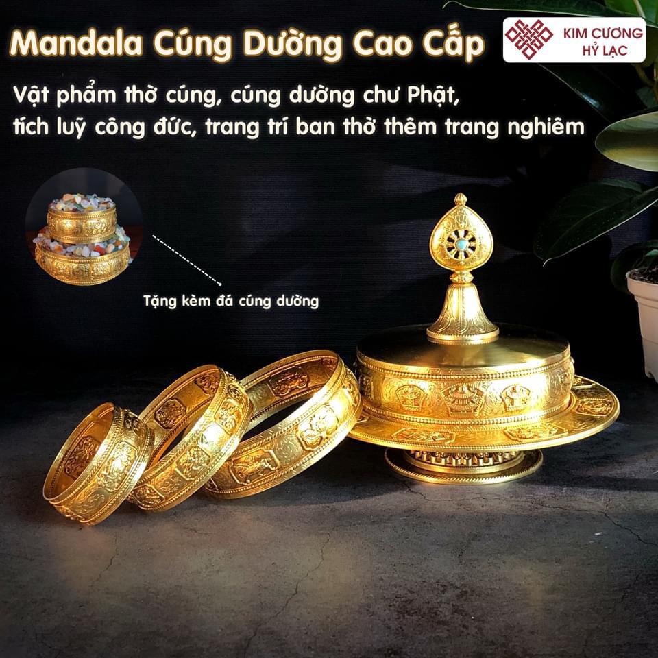 Tháp Mandala đồng mạ vàng 26x18cm