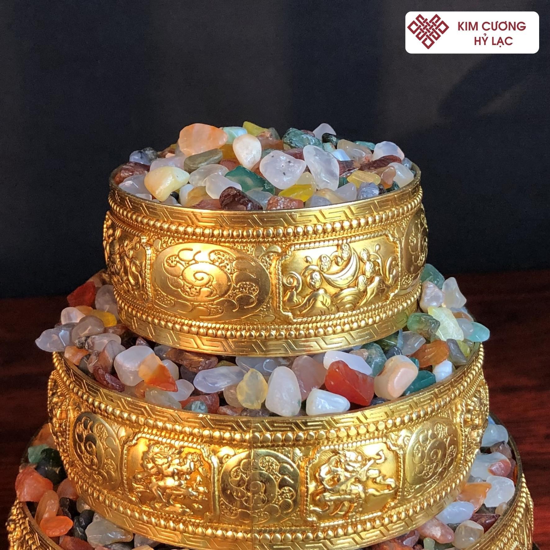 Tháp Mandala đồng mạ vàng 26x18cm