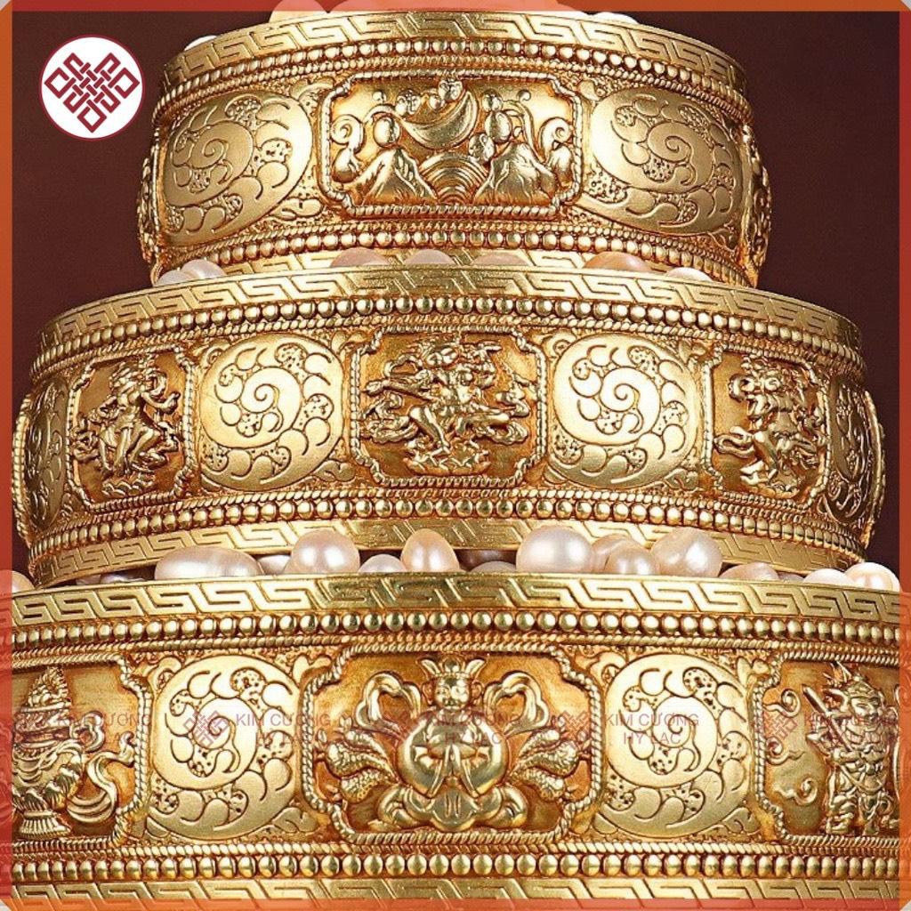 Tháp Mandala đồng mạ vàng 26x18cm