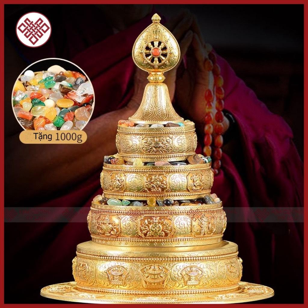 Tháp Mandala đồng mạ vàng 26x18cm