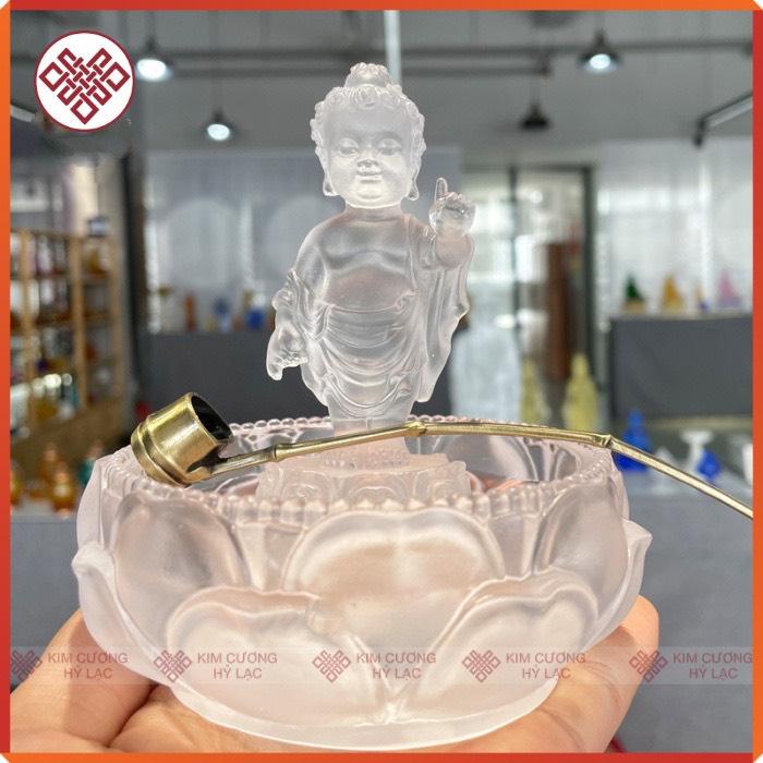 Bộ tắm phật Đản sanh lưu ly màu trắng/ vàng 12cm