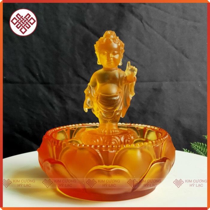 Bộ tắm phật Đản sanh lưu ly màu trắng/ vàng 12cm