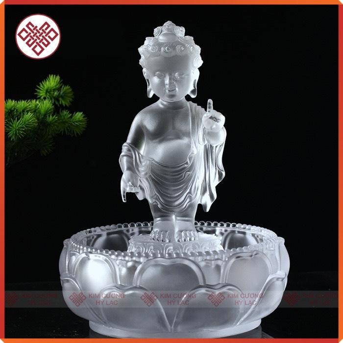 Bộ tắm phật Đản sanh lưu ly màu trắng/ vàng 12cm